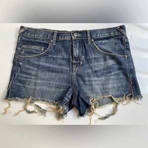 Free People denim destructed jean shorts | Sz 28